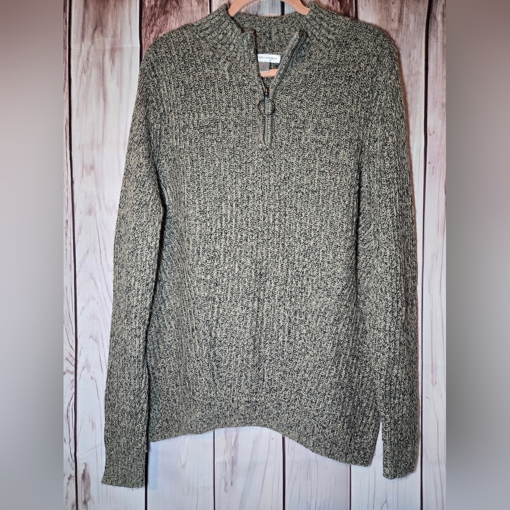 Christopher & Banks Black And Tan Zip-Up Tunic Sweater Womens XL